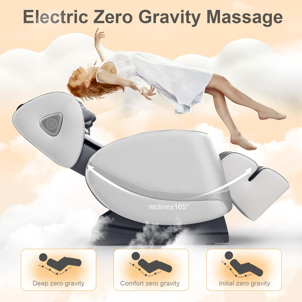 Massage Chair Full Body Zero Gravity Recliner, 2026 Classic Gray | 14 Shiatsu Rollers, 10 Airbags, 5 Auto Modes