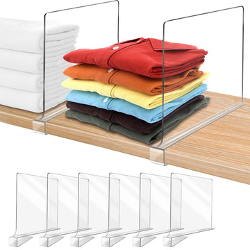 11 Inches [Extra Tall Version] Clear Shelf Dividers for Closet Organization and Storage, 6 Pack Purse Organizer for
