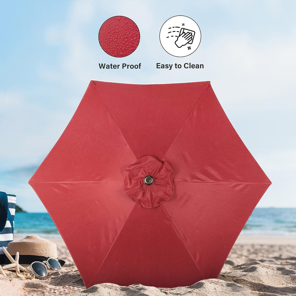 9' Patio Umbrella Outdoor Table Market Yard Umbrella with Push Button Tilt/Crank - Red - 1QS8