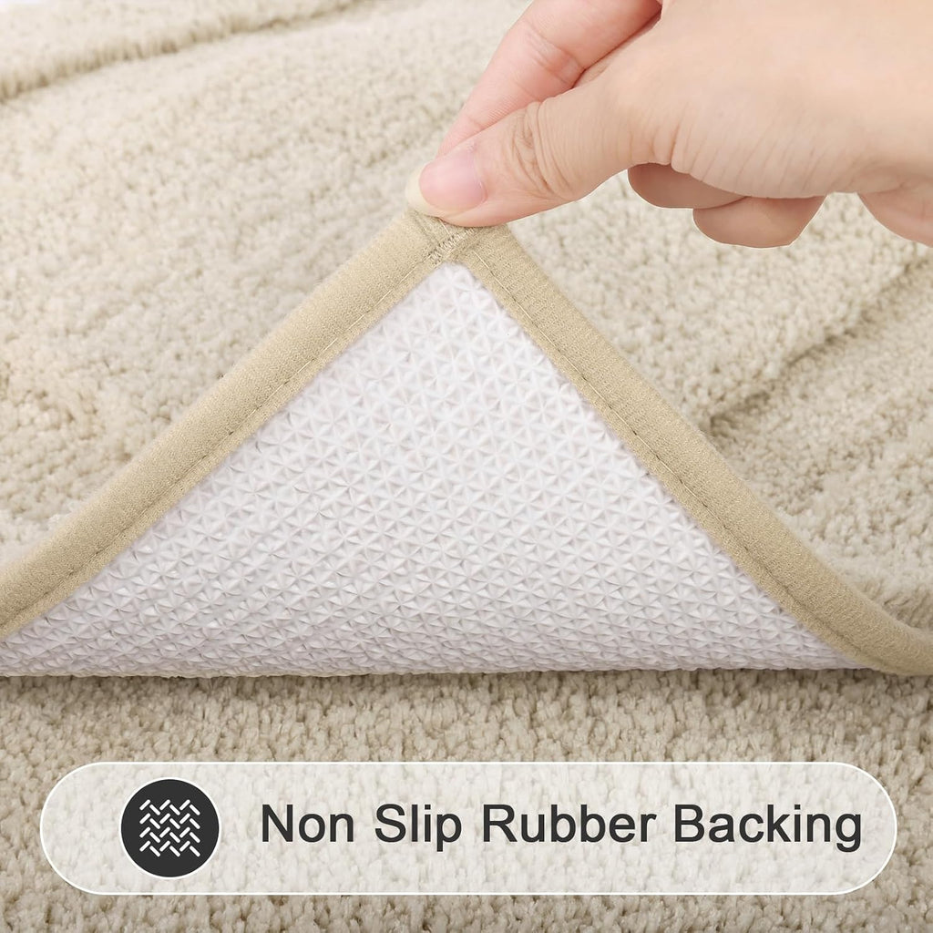 Soft Microfiber Bathroom Rugs Set 2 Pieces with Toilet Rug | Absorbent Plush Bath Mat U Shaped Contour Bath Rug, Non