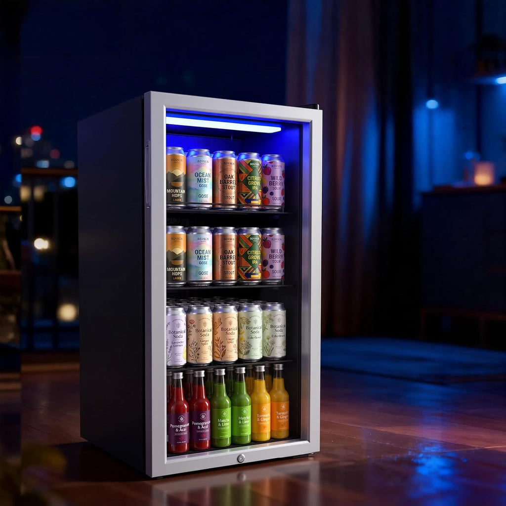 3.3 Cu.Ft Beverage Refrigerator Cooler with Glass Door & Safety Lock
