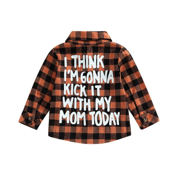 Toddler Baby Fall Clothes Boy Girl Plaid Jacket Button Down Flannel Shirts Coat Festival Outfits for Kids