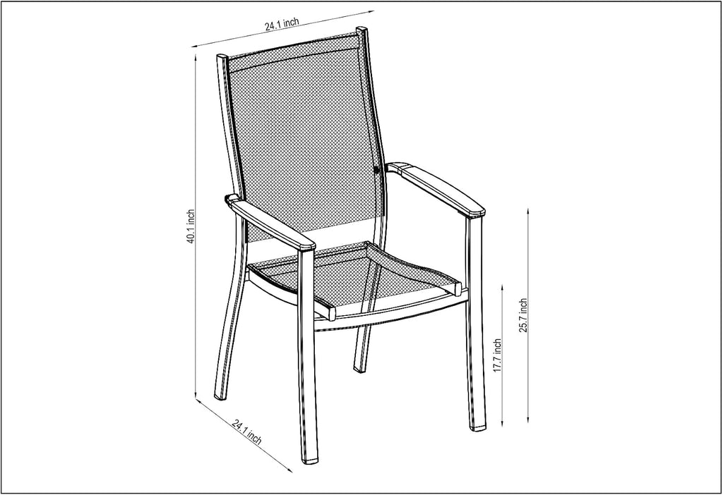 Franklin 4-Piece Aluminum Patio Dining Chairs | 100% Teak from Indonesia Armrests | Ideal for Outdoors and Indoors
