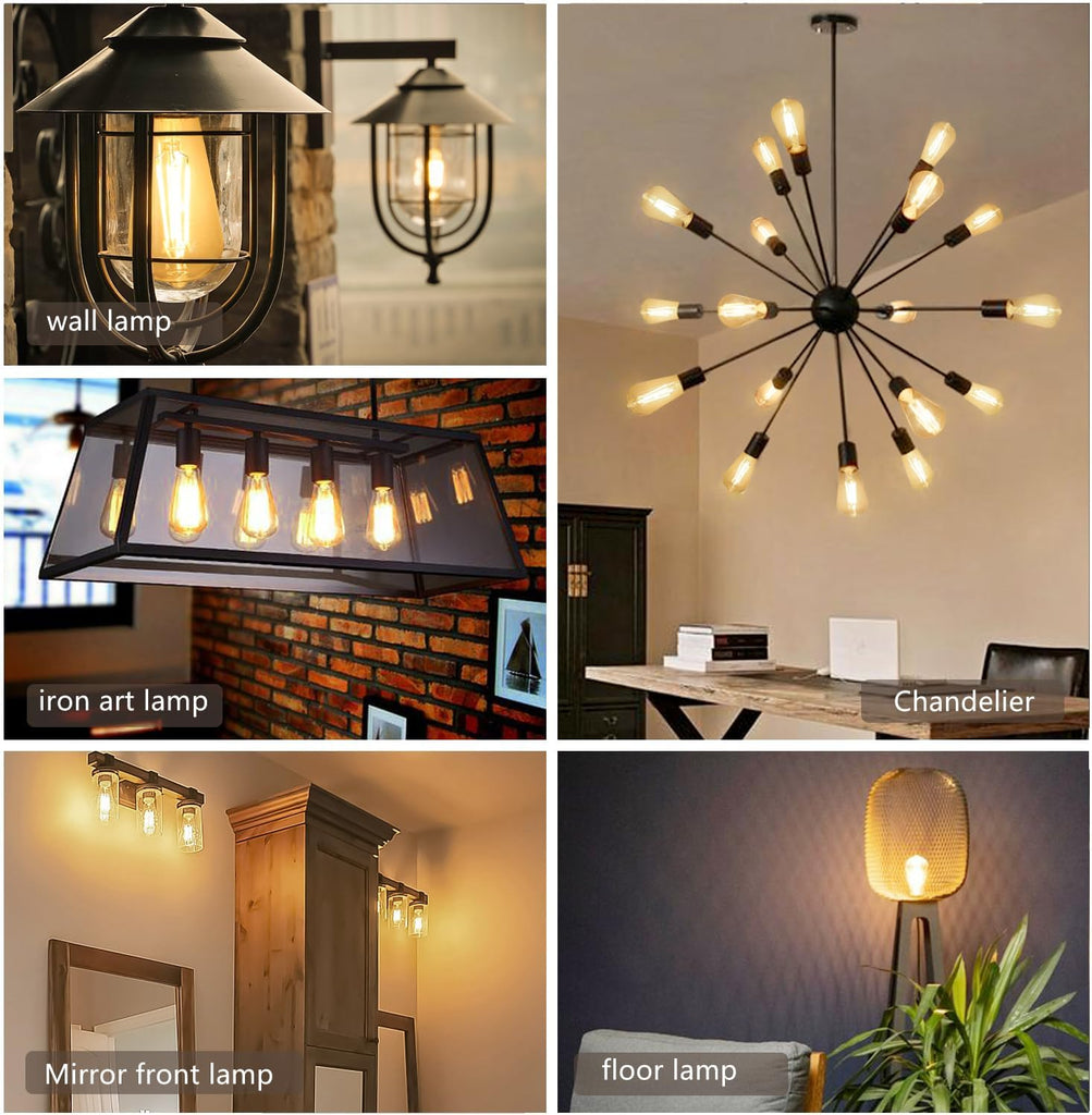 ST58/ST19 Vintage LED Edison Bulbs 60W Equivalent, Warm White 2700K, Dimmable 6W Edison Light Bulbs, 800LM, E26
