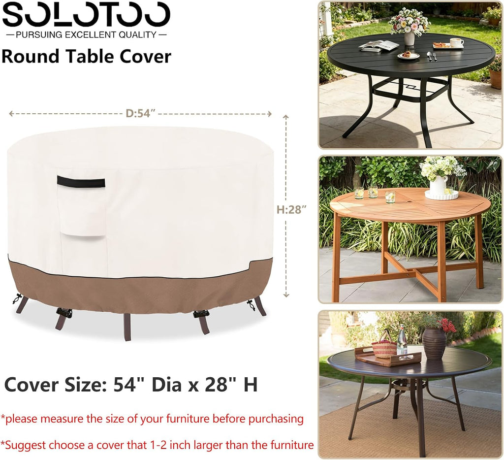 Round Outdoor Table Cover Waterproof, 54" Dia x 28" H