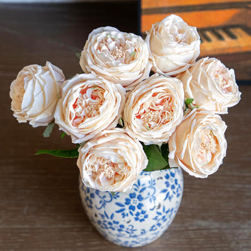 Fake Flowers for Decoration Home Decor Artificial Flowers Austin Rose Peony Latex Fake Flower Living Room Decoration - Set of 4