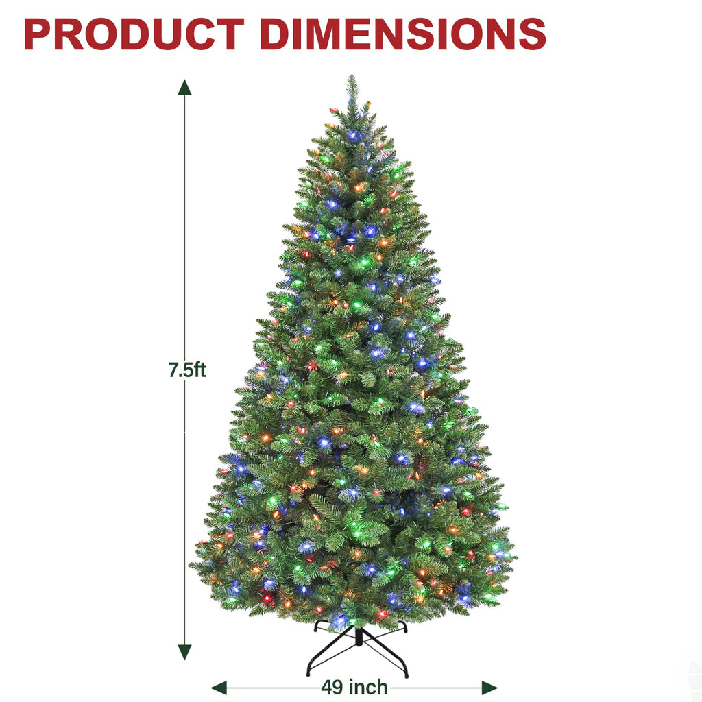 7.5ft Artificial Prelit Christmas Tree with 450 Multicolor LEDs