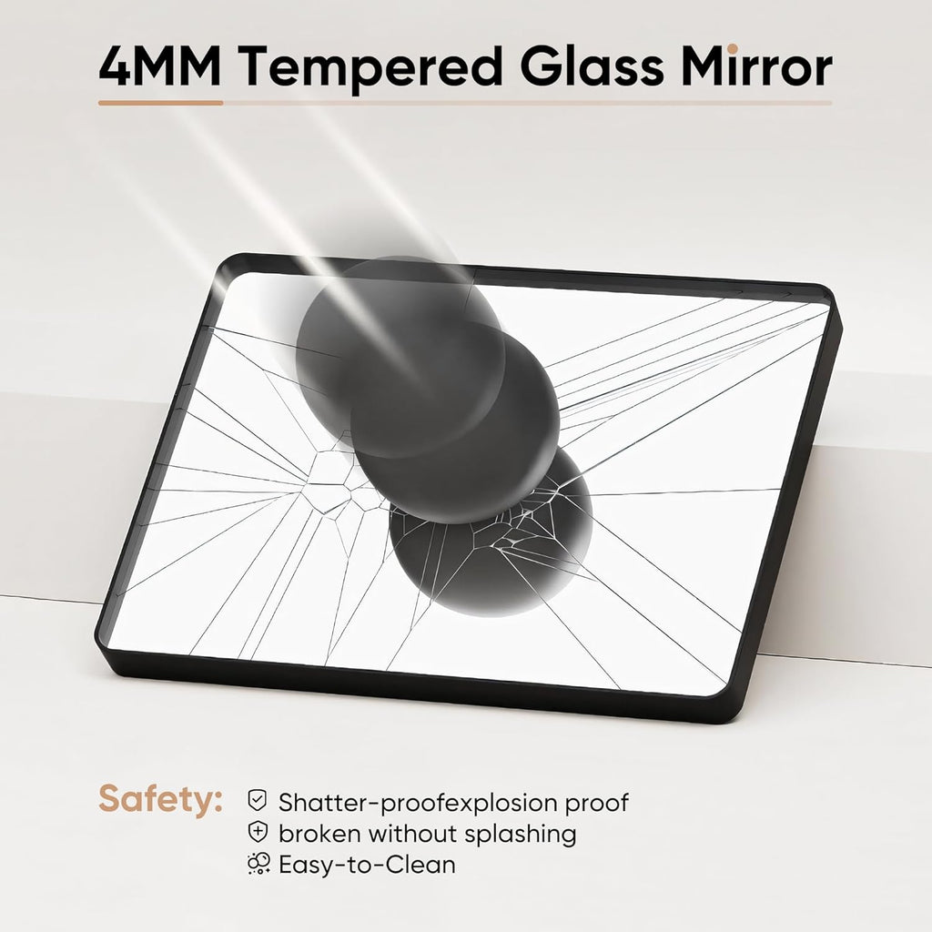 Black Metal Framed Vanity Rounded Rectangle Bathroom Mirrors for Over Sink Wall, 36x24 Inch Large Matte Mirror, Modern