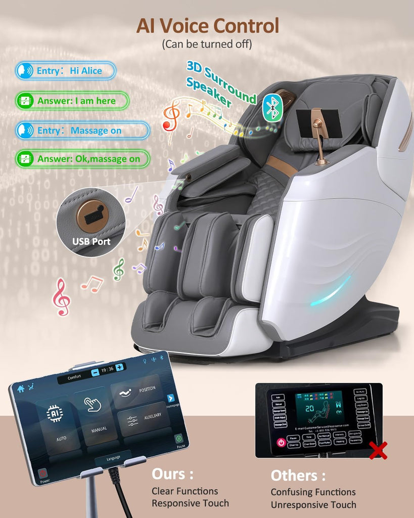 Massage Chair Full Body with Body Scan, Zero Gravity, SL-Track, White | 20 Modes Shiatsu Massage Chair Built-in Heat