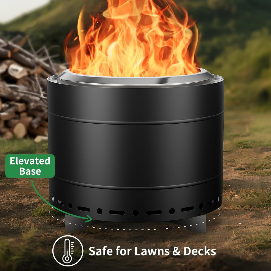 19.5 inch Smokeless Fire Pit with Carry Bag, Stainless Steel Outdoor Smokeless Firepit