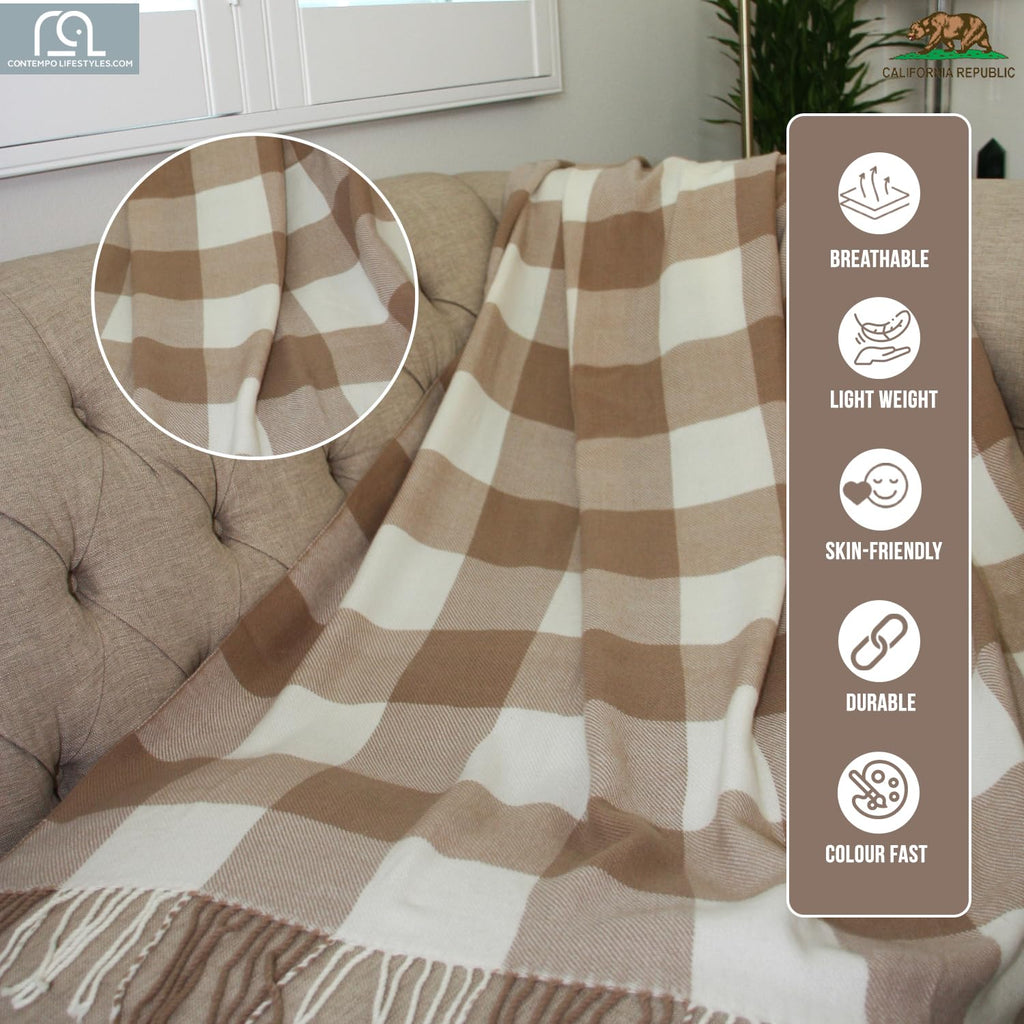 Blankets - Buffalo Plaid Throw Blanket - Decorative Classic Blanket - Comfortable and Ultra-Soft - Lightweight &