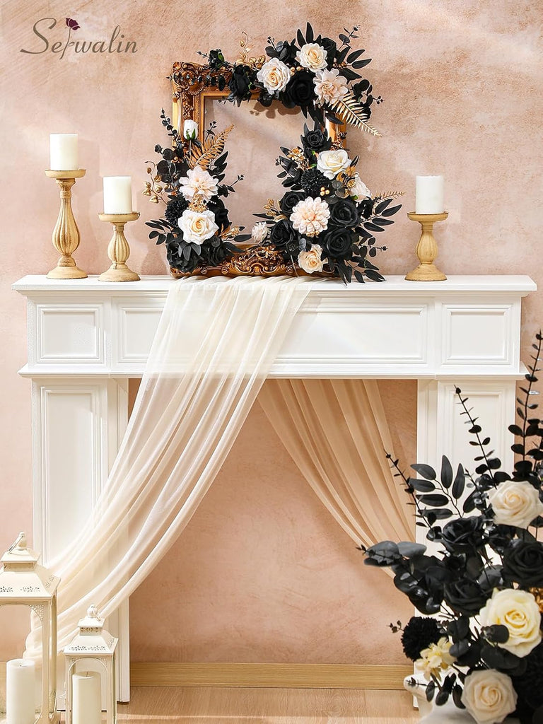Artificial Flowers Black Gold Champagne Silk Flowers for Wedding