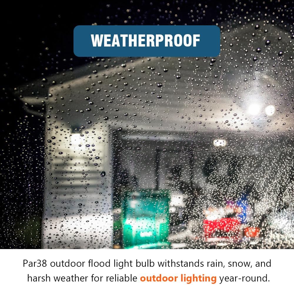 PAR38 LED Flood Light Bulbs Outdoor, 18W (120W Equivalent), Daylight 5000K, Dimmable Weatherproof LED Outdoor Flood