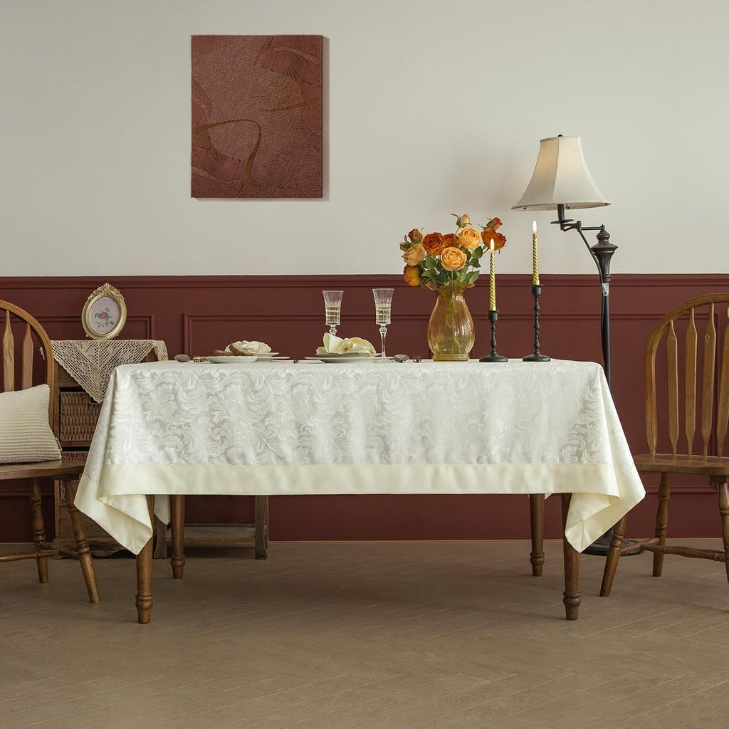 Emboss Style Textured Tablecloth Waterproof Solid Bordered Retro Tablecloths Classic Luxurious Washa