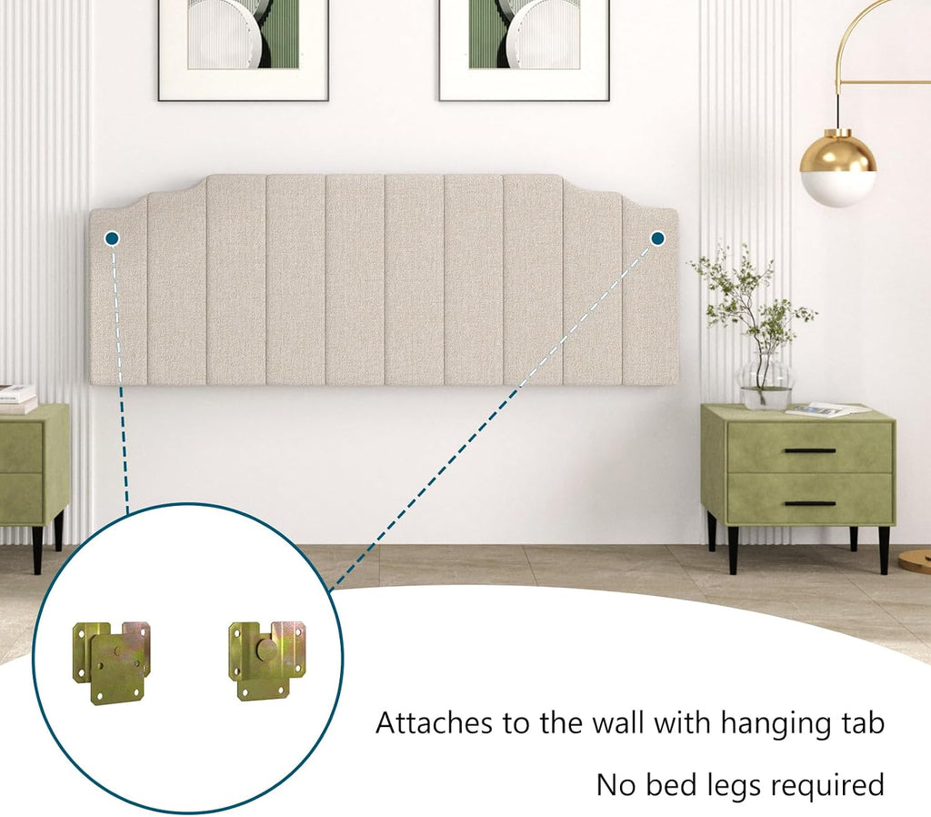 King Headboard Only, Linen Wall Mounted Headboard King for Adjustable Bed Modern Upholstered Head Board Easy