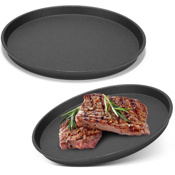 2 Pcs 7.5 Inch Cast Iron Grill Pan Round Pizza Pan Skillet for BBQ