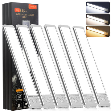 6Pack Under Cabinet Lights Rechargeable Under Cabinet Lighting Wireless Motion Sensor Led Lights Indoor with 3 Color