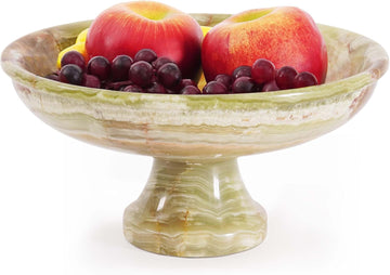 Marble Fruit Bowl Counter 10" Inches Green Handmade Key Bowl For Dining Table Centerpiece Décor, Ideal Candy Dish