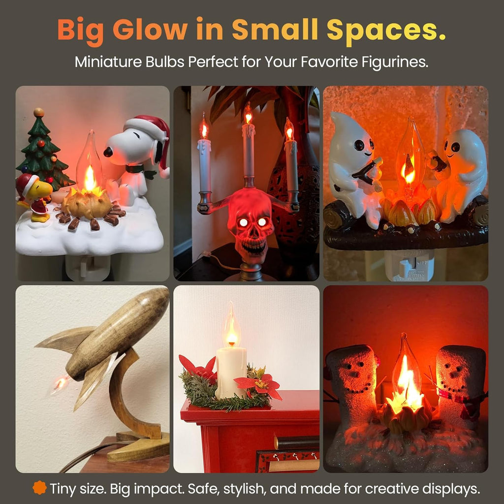 Upgraded Flame Light Bulbs, Compact E12 Chandelier Base Candle Flickering Fire Light Bulb for Halloween Christmas