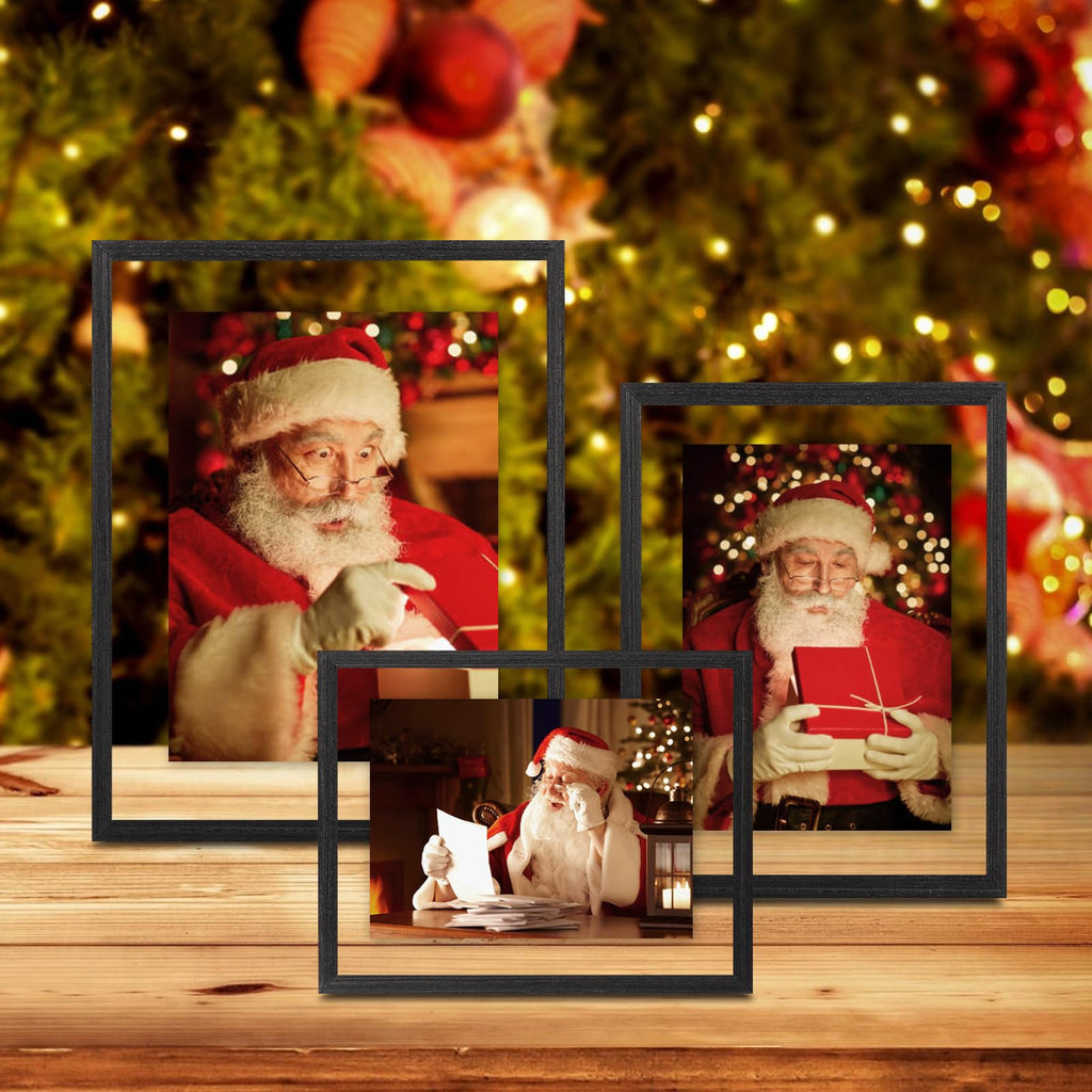 8x10 Floating Frames Set of 2, Double Plexiglass Picture Frame, Made of Solid Wood Display Any Size Photo up to 8x10