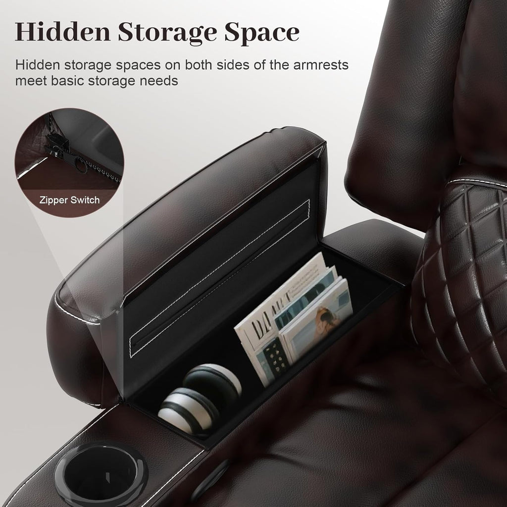 Home Theater Seating Reclining Sectional Sofa, 5 Seats Soft Leather Recliner Corner Sectional Couch