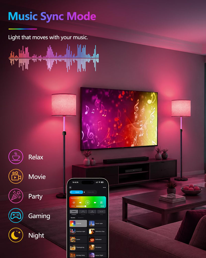 Smart RGBCW Floor Lamp, Alexa & Google Assistant