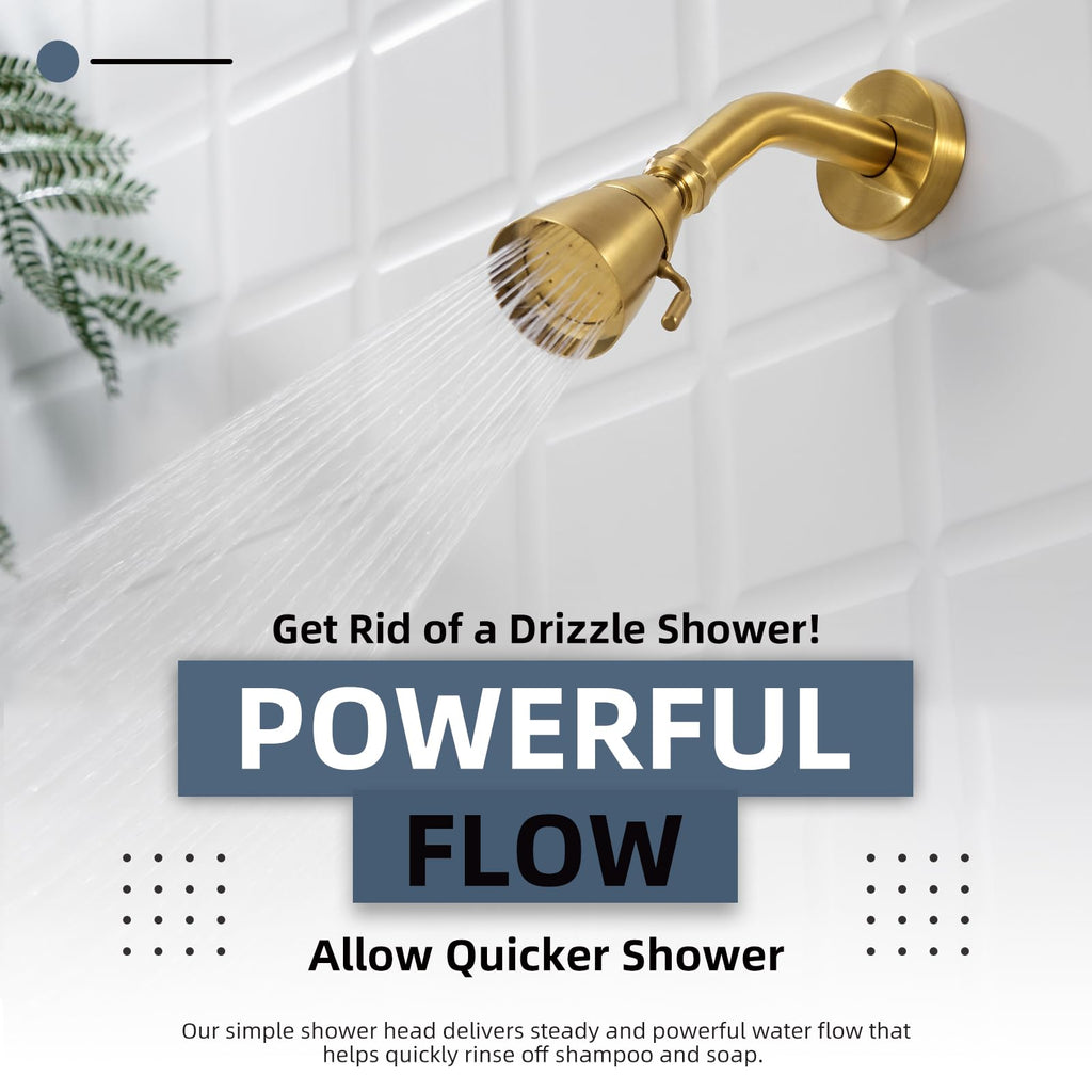 High Flow Shower Head Adjustable, G 1/2, Brushed Dark Gold
