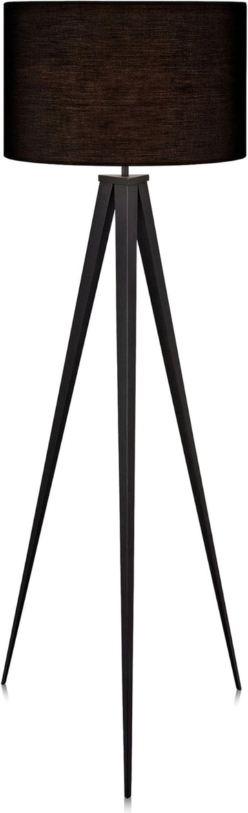 Versanora Romanza Modern LED Tripod Floor Lamp Tall Standing Light with Drum Shade Metal Legs Study 