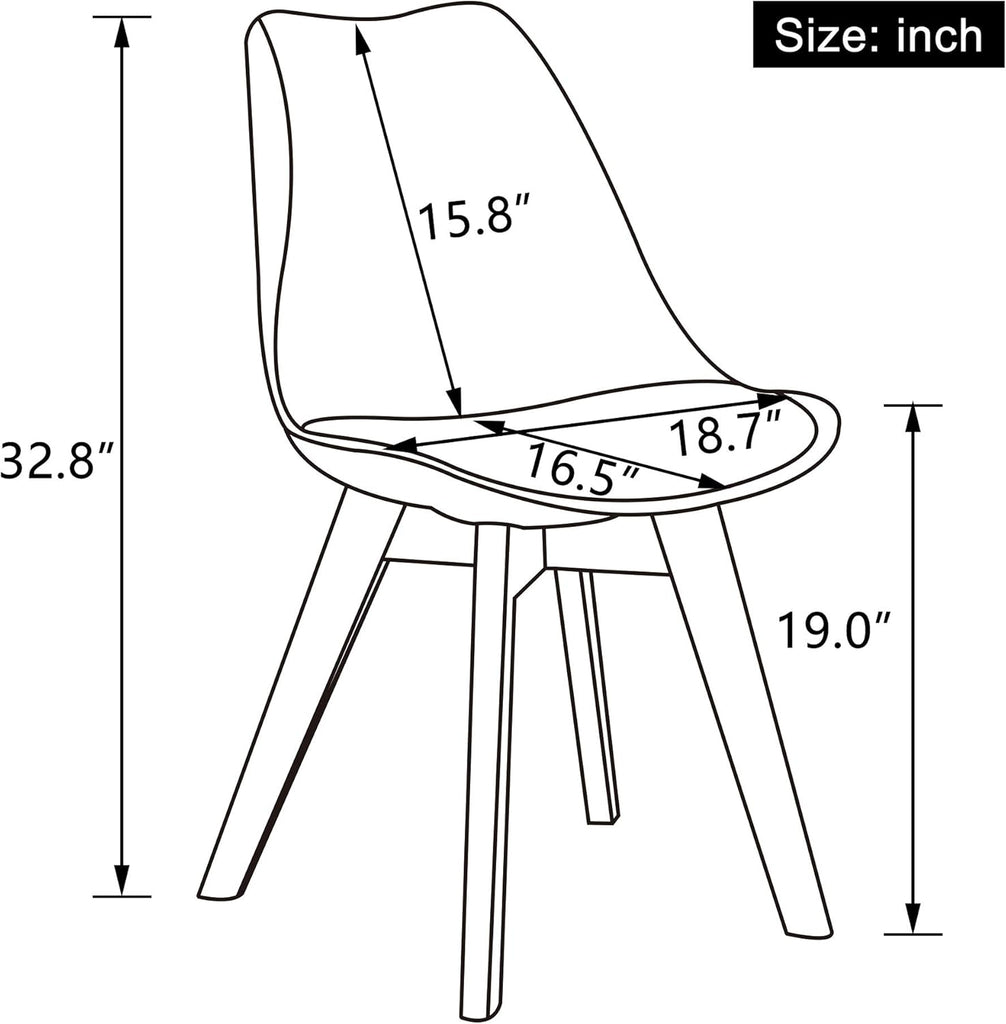 Mid Century Modern Dining Chairs, Shell Lounge Plastic Side Chair with Soft Padded and Wooden Legs for Dining