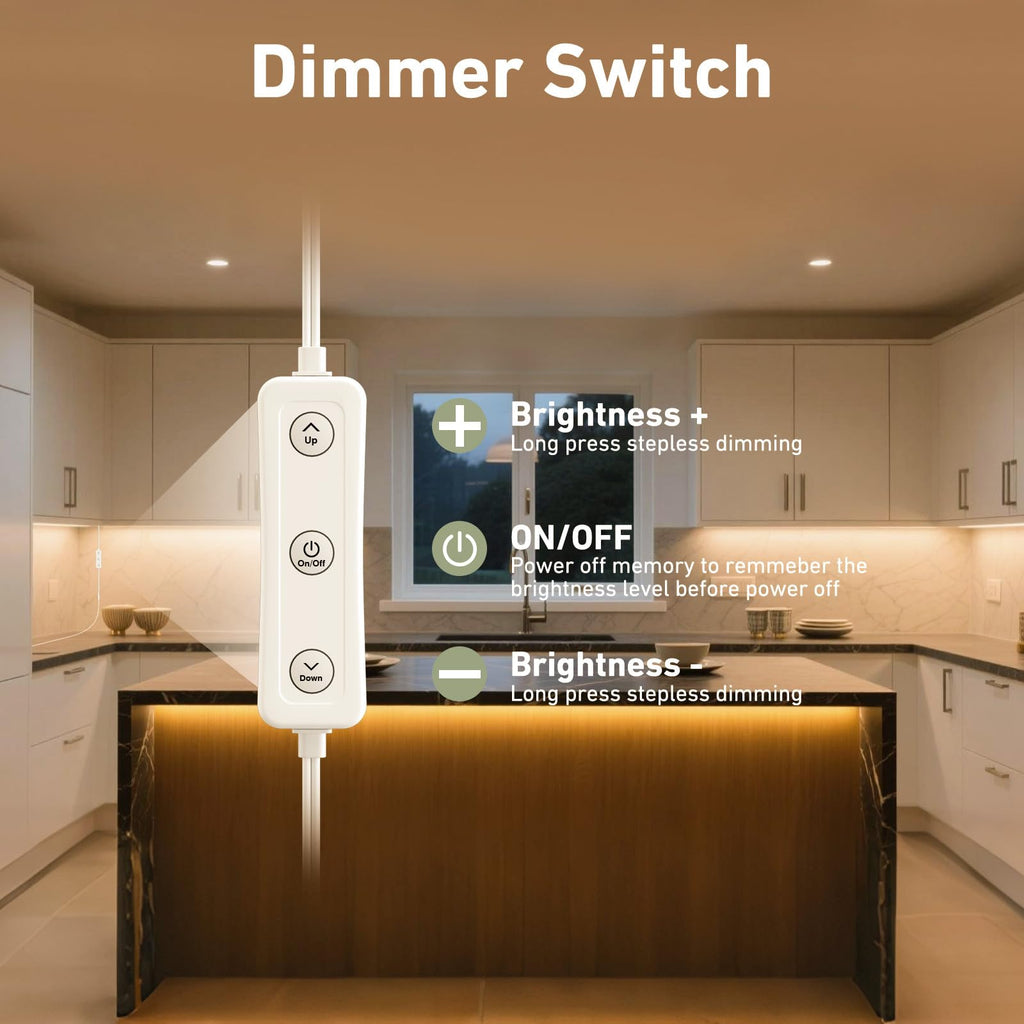 Under Cabinet Lighting Plug in. 3 PCS 12 Inches Likable Slim Bright Light Bars. Dimmable 14W Under Cabinet Lights
