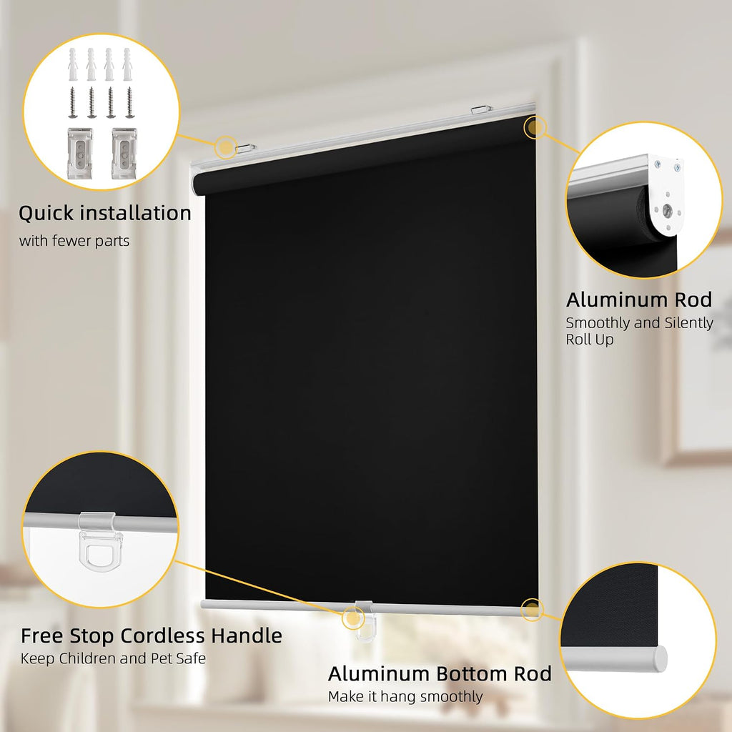 Blackout Roller Shades,Cordless Blinds Windows