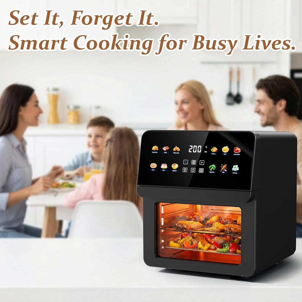 12QT Air Fryer Oven, 8-in-1 Air Fryer Toaster Oven Combo with 8 Presets, Family Size Countertop Oven with 2 Baking