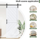 32in x 84in Sliding Barn Door with 5.5FT Barn Door Hardware kit & Handle Included, Solid MDF Wood Sl