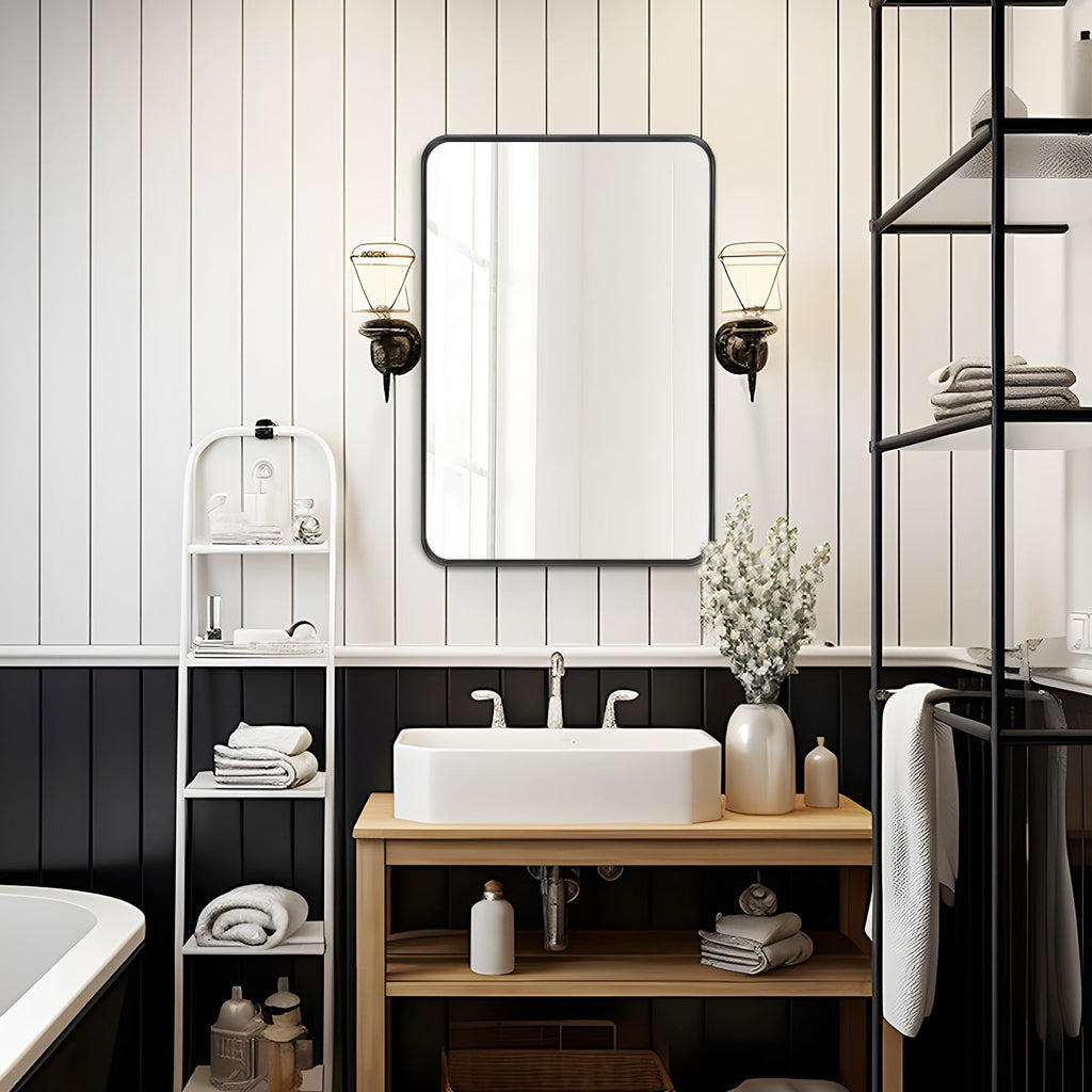 Black Bathroom Vanity Mirror Over Sink 2 Pack, 24x36 Large Wall Mirror
