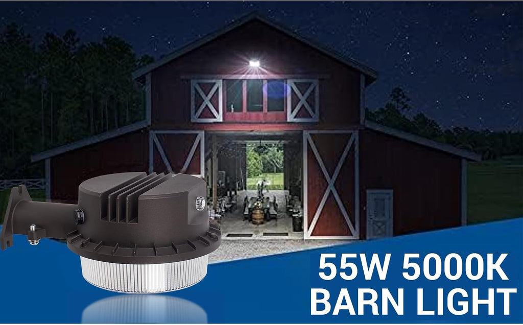 LED Barn Light Dusk to Dawn with Photocell, 55W 7500LM 5000K Daylight, 500W Incandescent/200W HID Replacement