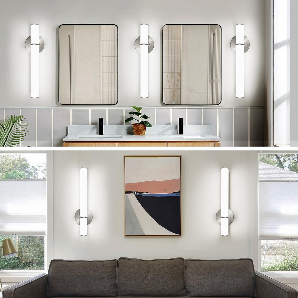 2-Pack 17.3" LED Vanity Light, 12W 1200LM 5000K Daylight Dimmable Bathroom Light Vertical or Horizontal, Modern