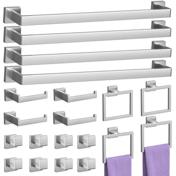 20-Piece Brushed Nickel Bathroom Accessories Set 23.6 Inch Towel Bar Set.
