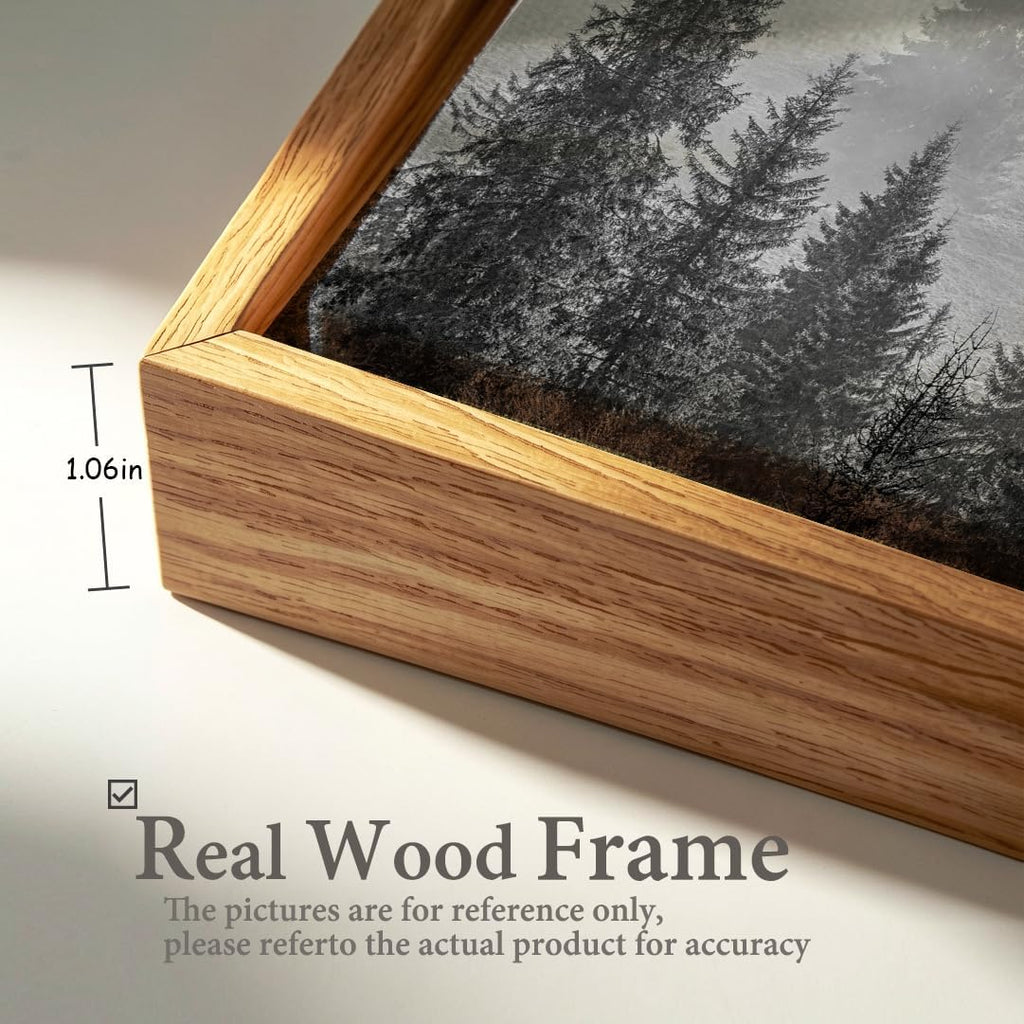 Framed Ready to Hang Wall Art Foggy Forest Black and White Wall Art Nature Landscape Mountain Photographic Printed on