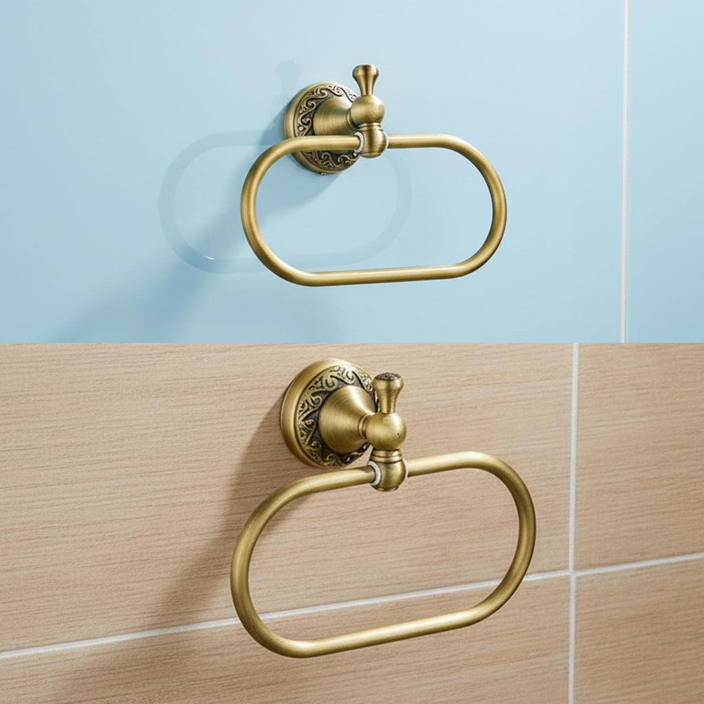 Oval Towel Ring Holder Brushed Brass Antique Wall Mount