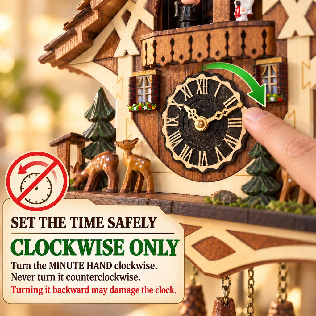 Handmade Wooden Cuckoo Clock, Quartz Wall Clock, Gift for Family