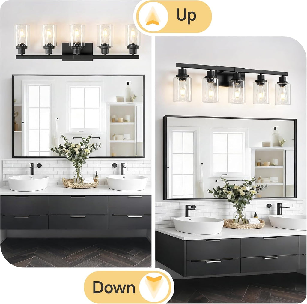 5-Light Black Bathroom Vanity Light, Modern Vanity Lighting Fixture , 31" Matte Light Fixture, Wall Sconces with