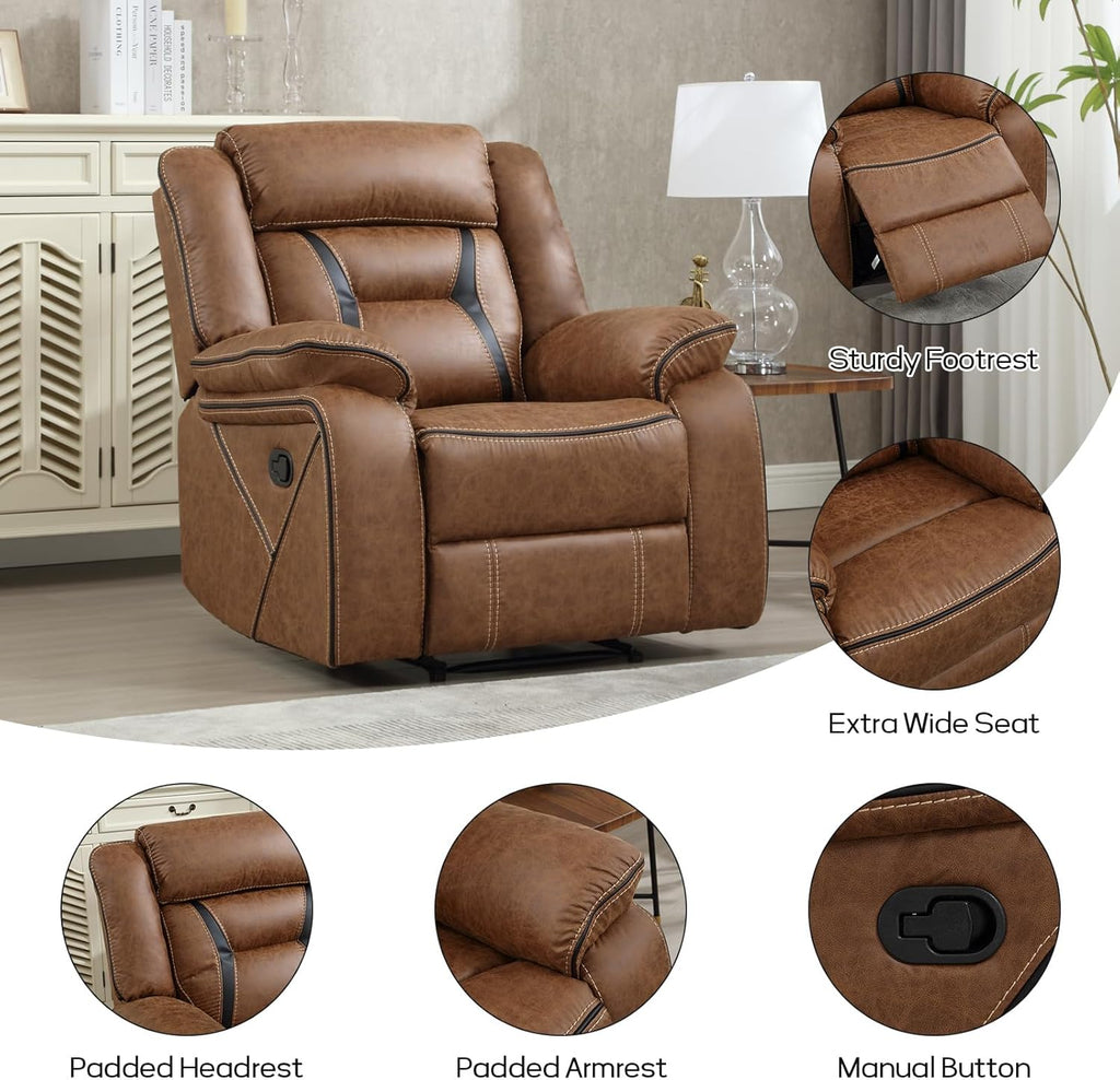Faux Leather Manual Recliner Chair, Modern Design Single Reclining Sofa Chair with Comfortable Armrest and Backrest
