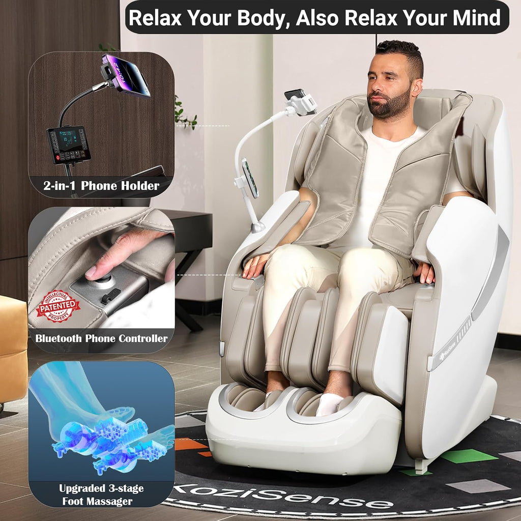 A18 Zero Gravity Full Body Massage Chair with Heat | Phone Holder, Bluetooth Speakers, 12 Auto Modes, 6 Manual Modes