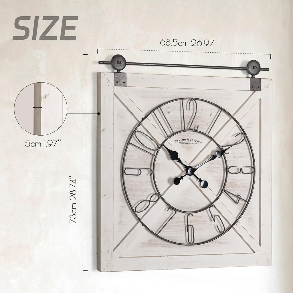 Rustic Large Wall Clock, Classic Vintage Hanging Clock