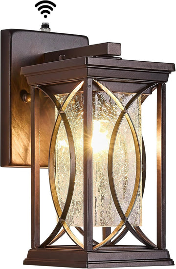 Oil Rubbed Bronze Porch Light Dusk to Dawn Outdoor Wall Lantern Small Modern Exterior Light Fixture Aluminum with
