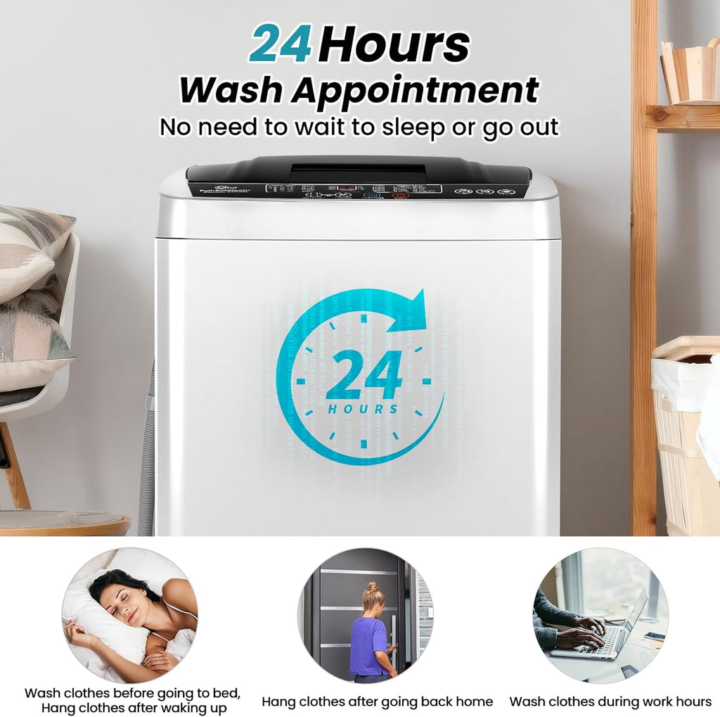 2.8 Cu.ft Portable Washing Machine, 20 lbs Capacity Full Automatic Washing Machine with 10 Wash Programs, LED Display