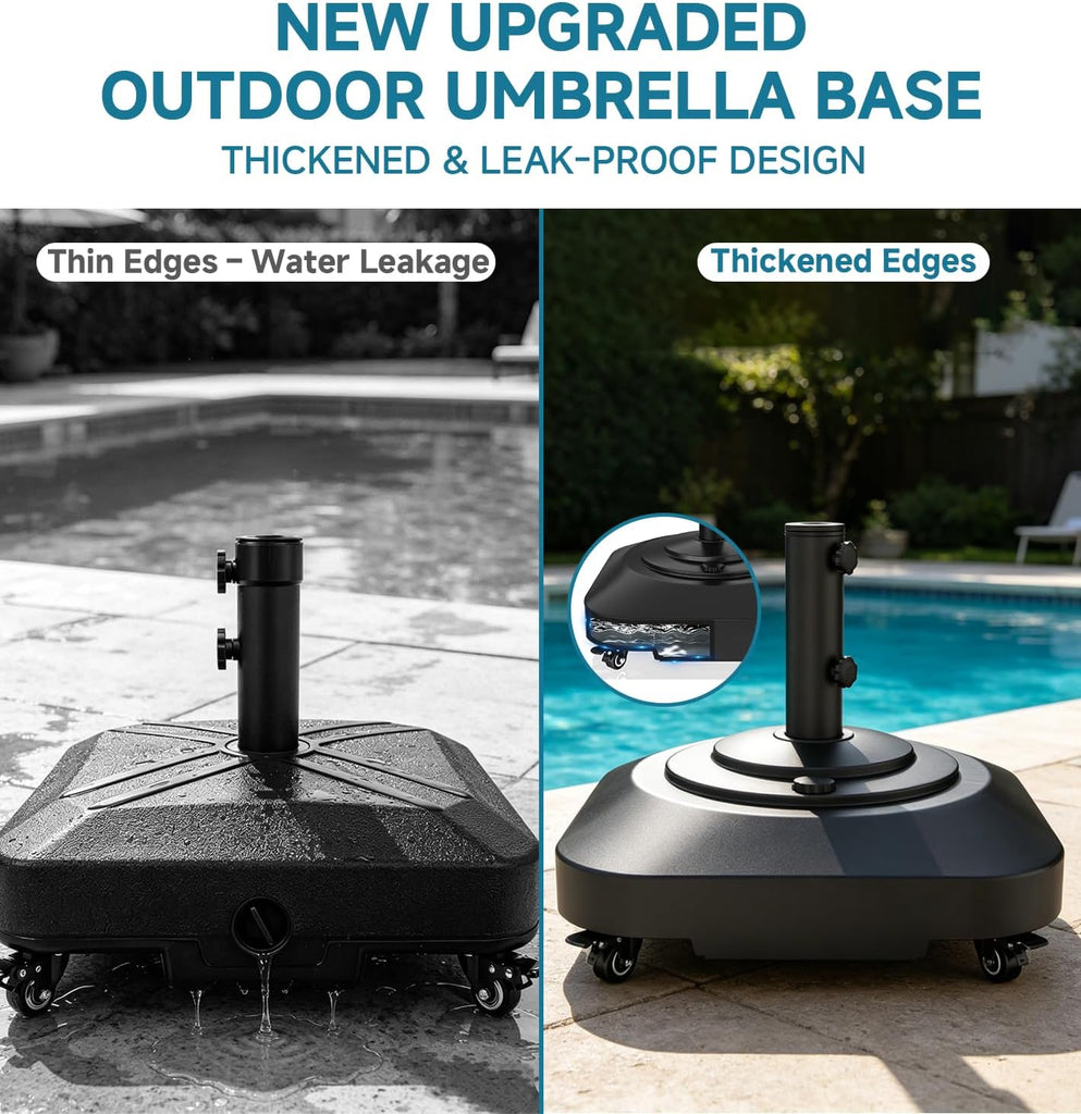 Umbrella Base with 5 Wheels, 100 lbs Max Capacity Fillable Umbrella Stand | 360°swivel wheel for flexible steering,2