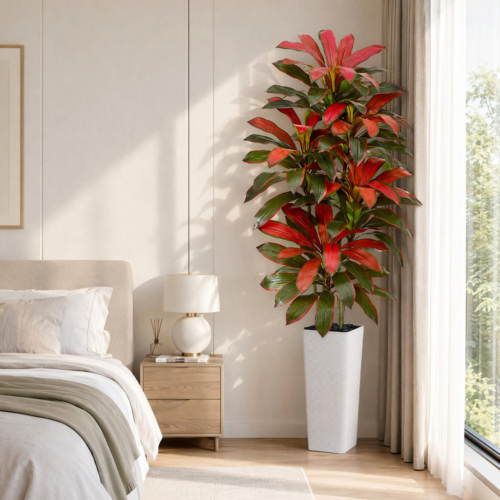 Artificial Red Dracaena Tree 7FT, Large Fake Plants Indoor