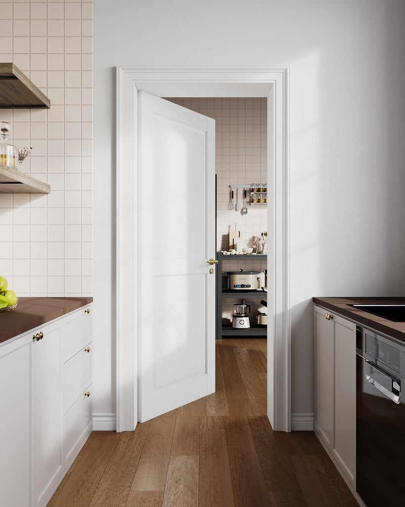 24"x80" 2-Panel Interior Slab Door,Pre-Assembled Solid Core French Wood Panel for Pantry Laundry Closet Bathroom,White Pre-Finished Surface Paintable（Doorknob and Hinges Not Included）