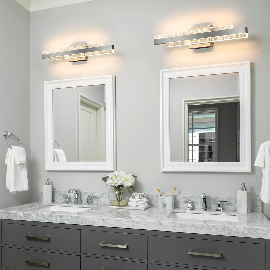 Bathroom Vanity Light: Brushed Nickel 24 inch 28W Dimmable LED Bath Bar Light Fixtures Over Mirror - Wall Sconce